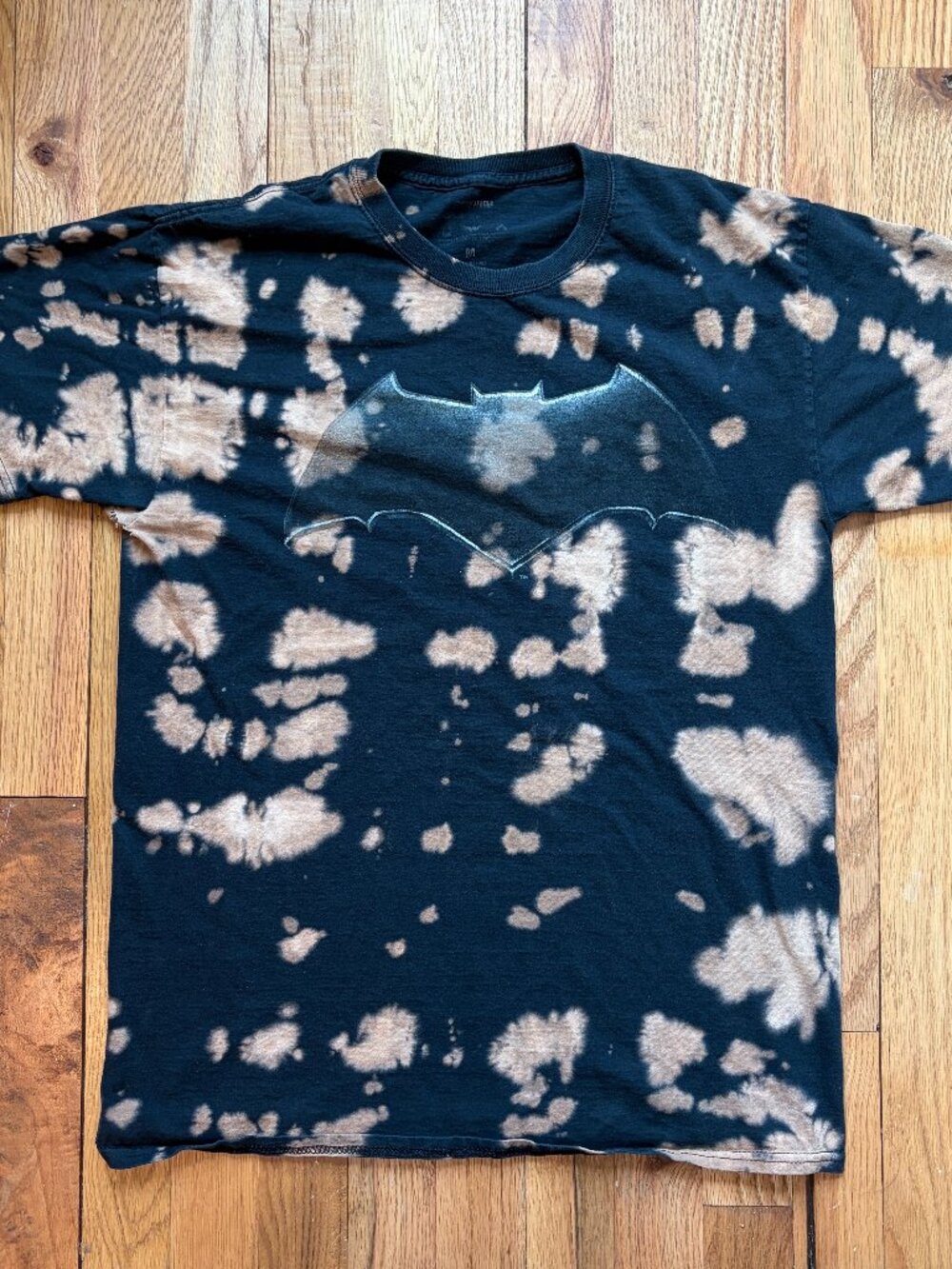 Batman Justice League T-Shirt Black Tie Dye Graphic Print Short Sleeve [M]